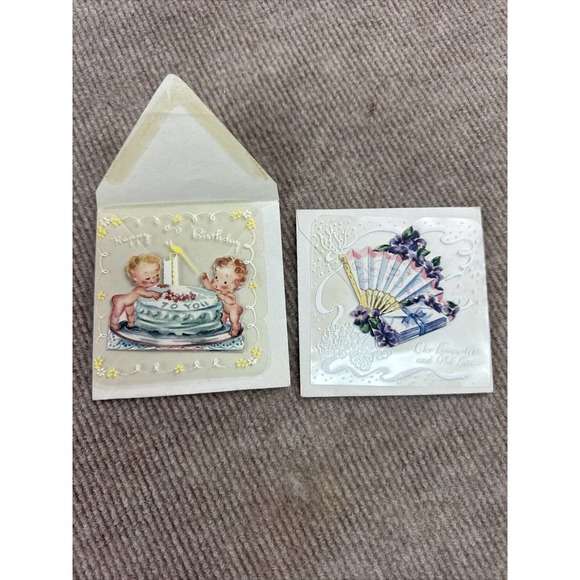 Vintage Sugar And Spice Translucent Plastic‎ Clear Fretting Cards Baby - Picture 1 of 4